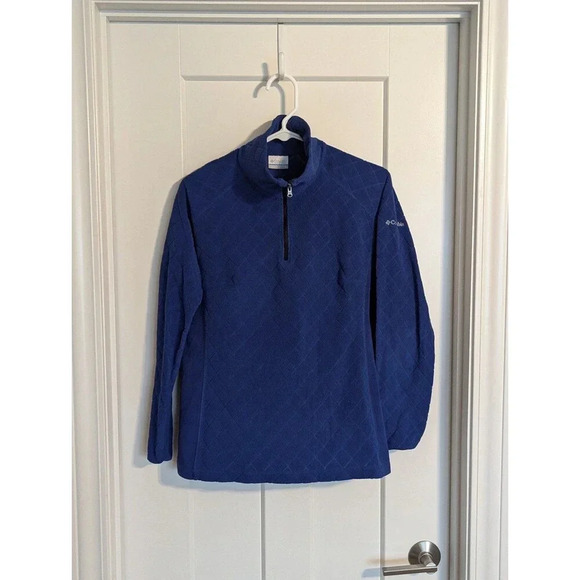 Columbia Blue Quarter Zip Fleece - quilted look sz L - Picture 1 of 6